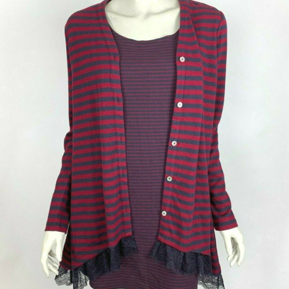 LOGO Lori Goldstein‎ Waffle Knit Cardigan Tank NWOT